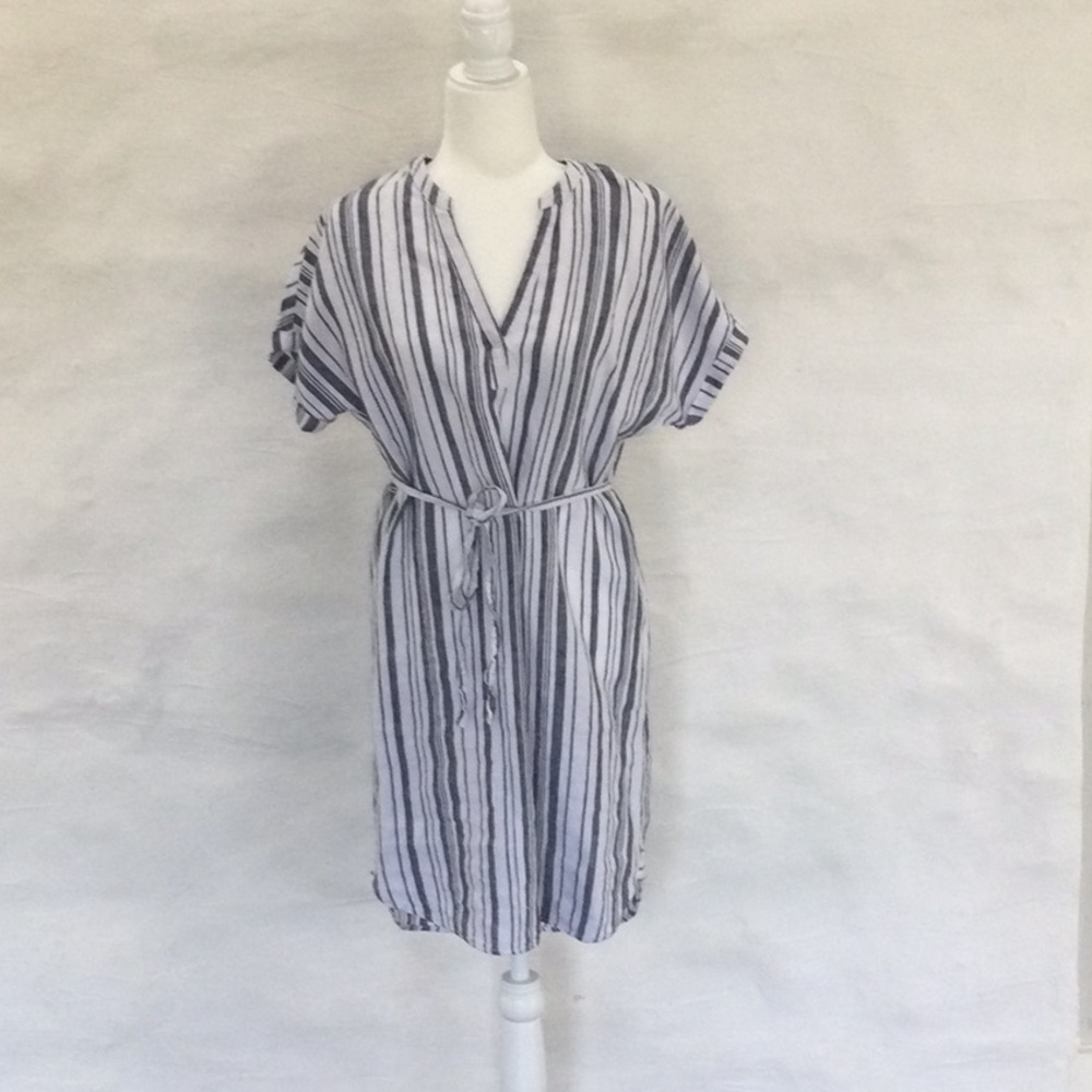Blue and White Linen Dress